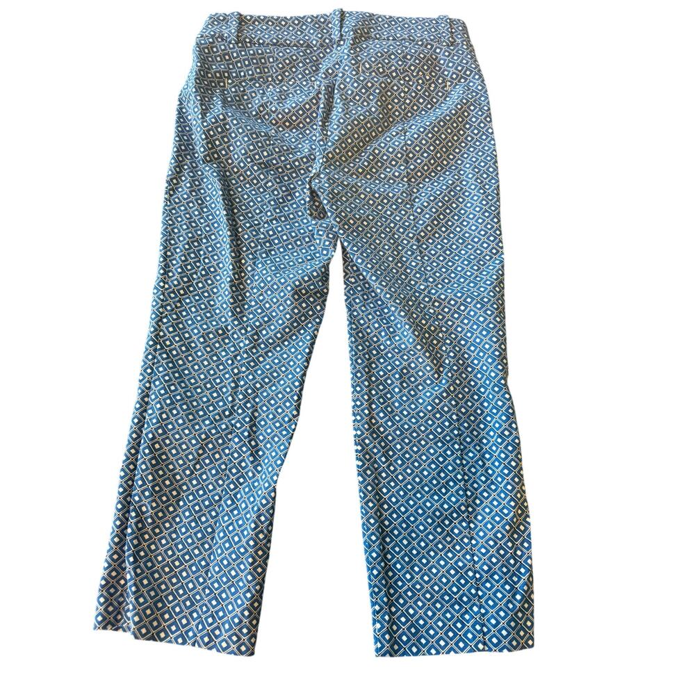 Ann Taylor Womens Carnegie Crop Pants Size 00P Blue Geometric Ankle Trousers - Picture 2 of 10